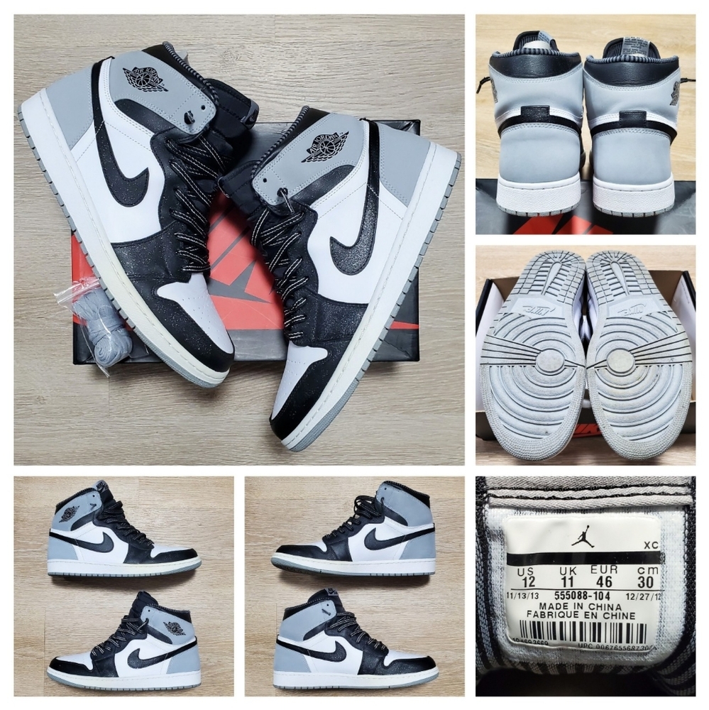 Size 12 Nike Air Jordan 1 Retro OG High Barons 2014 Grey White 555088-104 OG ALL